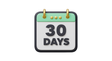 Isolated Calendar with 30 Days Text