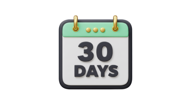 Isolated Calendar with 30 Days Text - Powered by Adobe