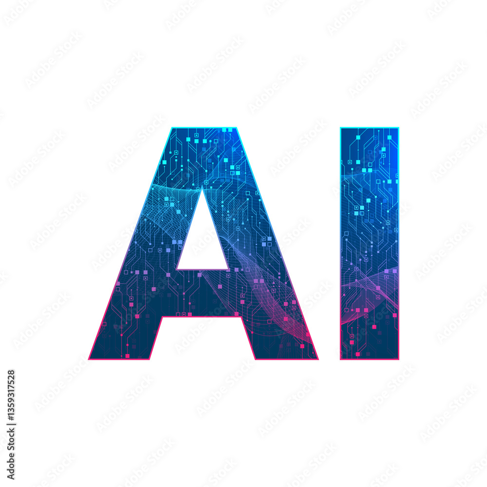 Fototapete Artificial Intelligence or machine learning illustration design. Quantum computer technology concept with circuit board and motherboard texture background design. Waves flow quantum explosion