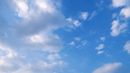 Clouds sky blue background during daytime. Beautiful sky background with white clouds. Abstract scene, view, cloud, travel, landscape, nature, horizon scenic concept for texture, web and wallpaper.