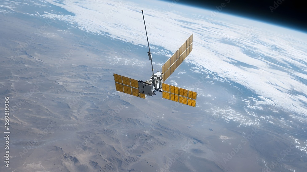 Fototapete a satellite equipped with interferometric synthetic aperture radar insar technology monitoring and m
