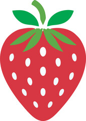 Simple and Fresh Strawberry Illustration, This image features a clean, minimalist illustration of a strawberry. The design focuses on the classic red color of the fruit, with distinct white seed spots