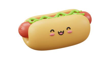 Isolated Happy Cartoon Hot Dog