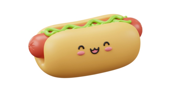 Isolated Happy Cartoon Hot Dog