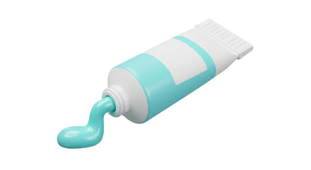 Isolated Turquoise Paint Tube with Squeeze