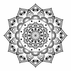 Geometric mandala design with black and white background