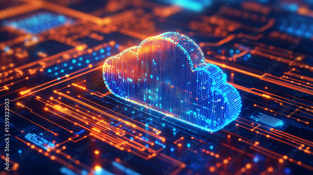 Poster abstract binary code. cloud data. blockchain technology. digital cyberspace. big data concept 3d ill