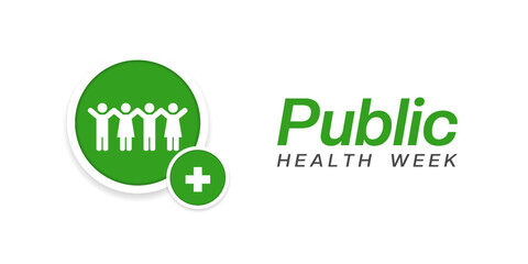 May Is National Public Health Week. People and plus icon. Great for posters, banners, social media and more. White background. 