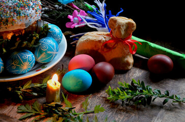 Fototapeta premium Traditional Easter Paschal wicker basket.