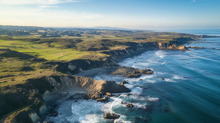 Coastal exploration adventure scenic cliffs aerial photography serene ocean environment panoramic view nature's beauty