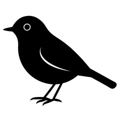 robin bird black silhouette vector, Simple silhouette Design vector icon with white background. Wild bird