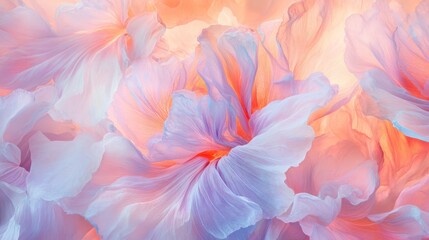 Abstract art displays delicate floral petals with soft beautiful colors