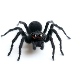 Fototapeta premium Close up of a Black Jumping Spider with Big Eyes Isolated on White Background