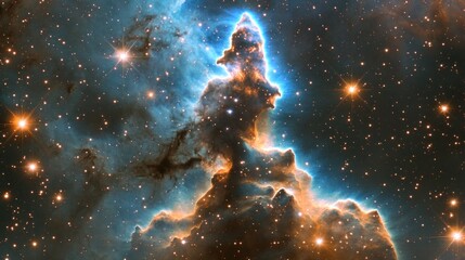 Fototapeta premium A stunning cosmic formation surrounded by many bright shining stars