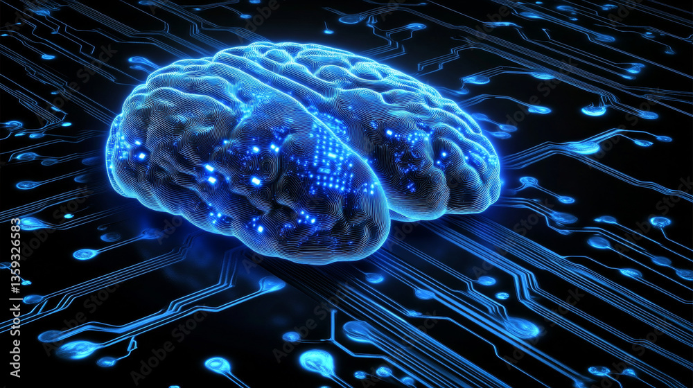 Poster blockchain technology, futuristic microcircuit. motherboard, neural network and cyber technology. bi
