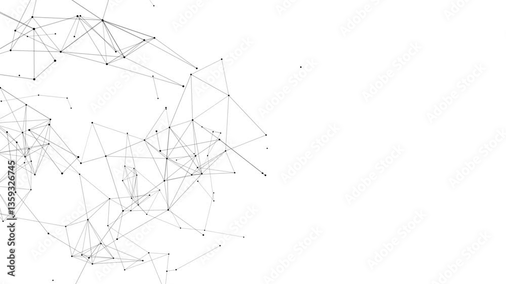 Wall mural line connect network animation on white background. line technology data connection and business bac
