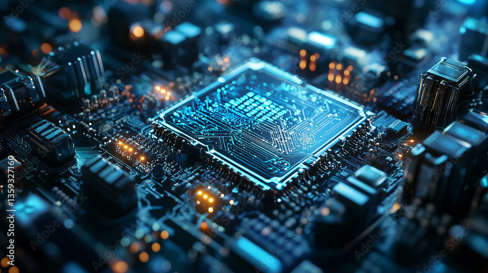 Poster ai concept, sci-fi. nanotechnological cocoon, futuristic processor in microcosm. high-tech and nanos