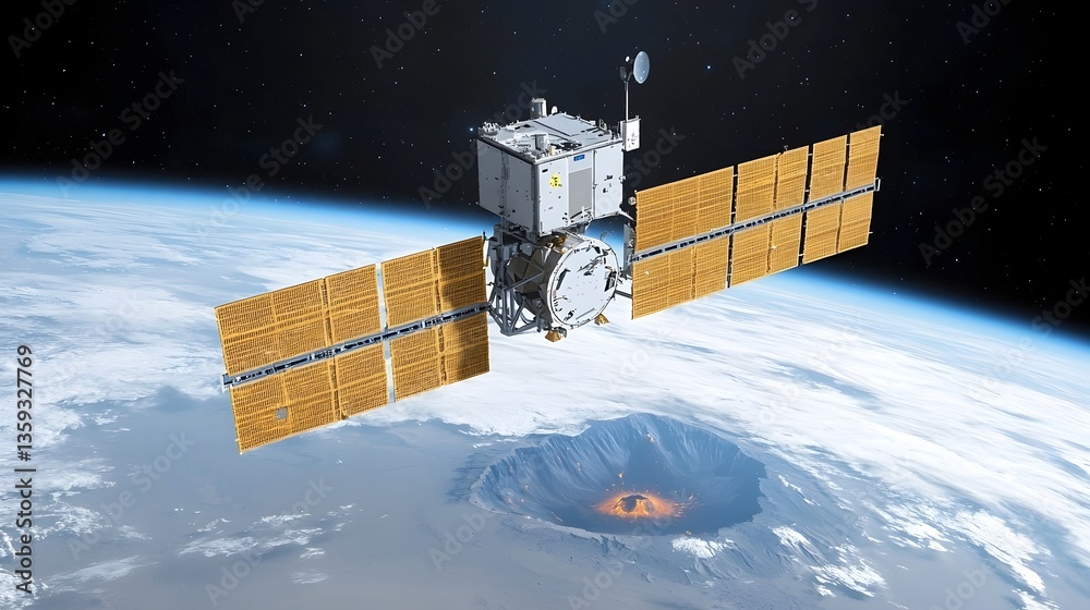 Fototapete advanced satellite technology capturing detailed data about the earth s environment and natural proc