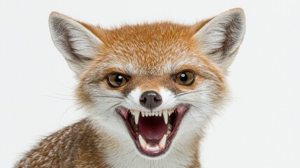 A Close Up Portrait Of A Snarling Wild Fox