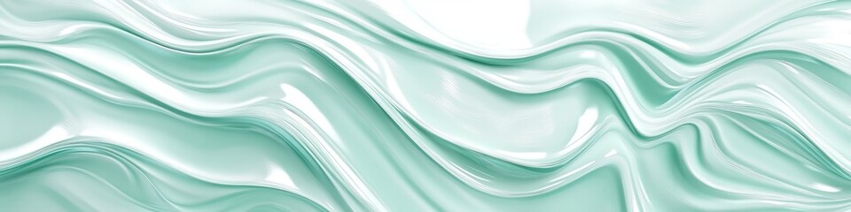 Fototapeta premium Minimalist Pastel Aqua Green Gradient, Wave Flow Texture Pattern, Background for Elegant Design.