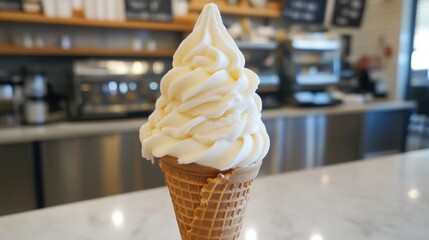 Vanilla Ice Cream in Waffle Cone