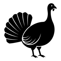  turkey bird black silhouette vector, Simple silhouette Design vector icon with white background. Pet bird