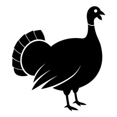  turkey bird black silhouette vector, Simple silhouette Design vector icon with white background. Pet bird