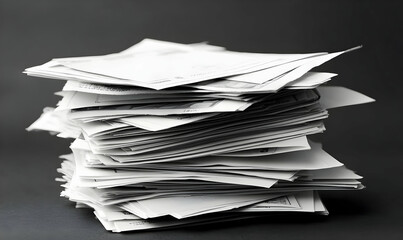 Pile of Unorganized Paperwork and Documents on Dark Background