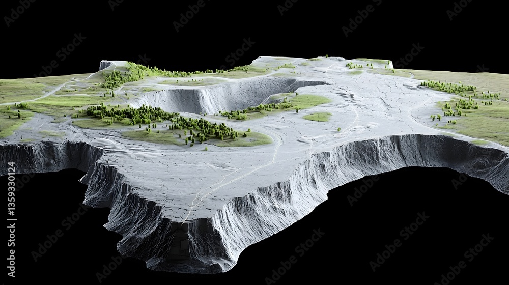 Poster An abstract monochrome landscape depicting the intricate patterns and textures of a dramatic rugged terrain shaped by geological processes and erosion