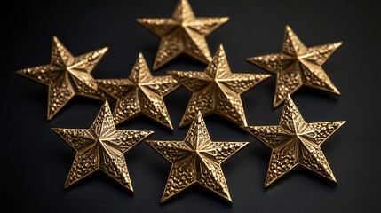 Fototapeta premium Award ceremony golden stars celebration venue photograph elegant background close-up view recognition and achievement