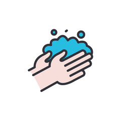 Hand wash colored icons, minimalist vector illustration ,simple transparent graphic element .Isolated on white background