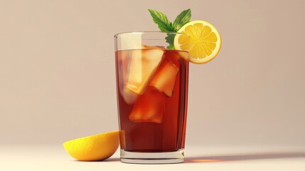 Fototapeta premium Iced Tea with Lemon - Refreshing Summer Drink