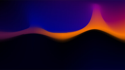 Distorted sunset orange and blue purple colors over dark background