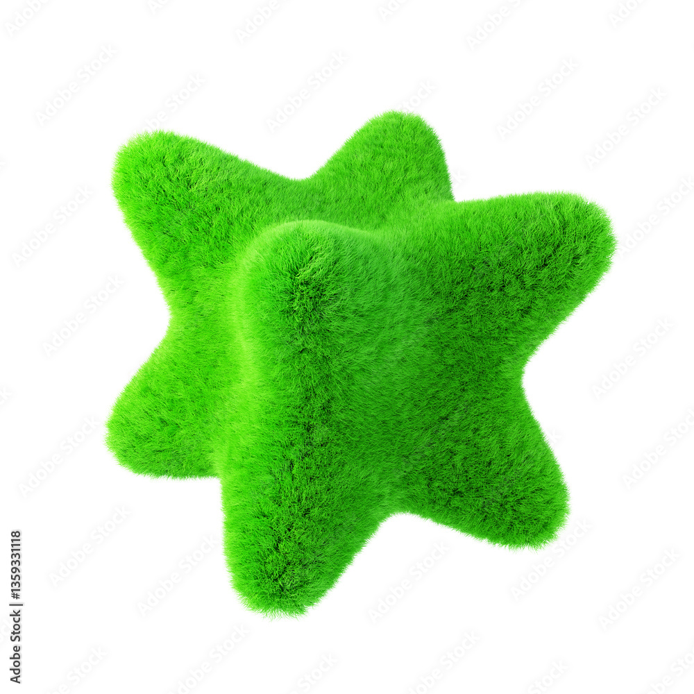 Fototapete plush green shape isolated on white background. 3d design element.