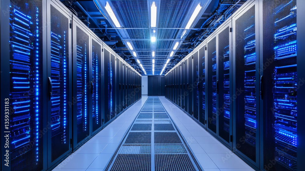 Poster virtual data center. digital streams and future technology. deep machine learning 3d illustration. f
