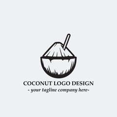 coconut illustration for logo company black and white vector image

