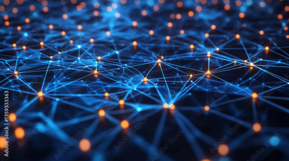 Poster cybersecurity. global network. blockchain 3d illustration. neural networks and artificial intelligen