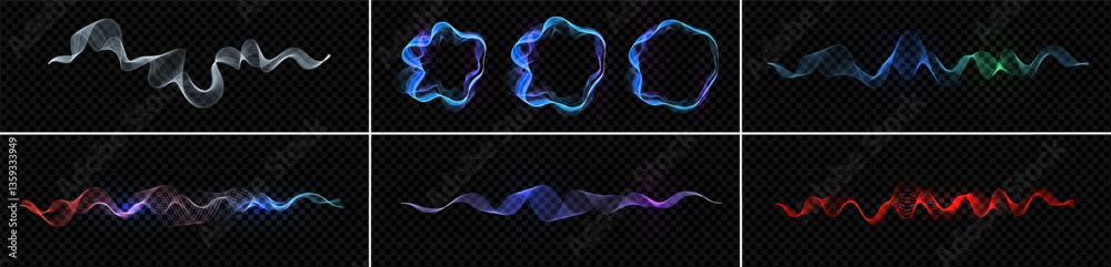 Aufkleber smooth glowing wave in purple blue gradient, flowing with gentle transparency. elegant light motion,