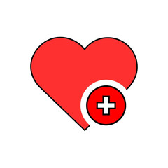 Obraz premium Red heart with medical cross, healthcare symbol icon
