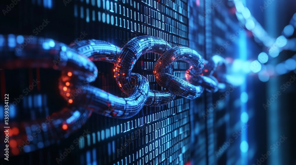 Poster datum and coding. blocks of information, big data and business technology. blockchain 3d illustratio