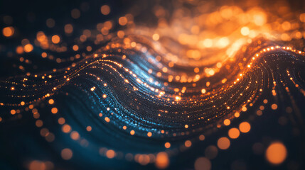 Mysticism and technology. Streams of wavy rays in the cycle of emotions. 3D illustration of high tech background of abstract shapes