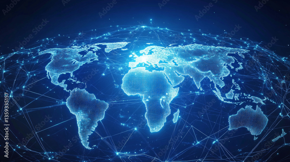 Poster dig data. information flows in cyberspace. global digital network of the future. technological backg