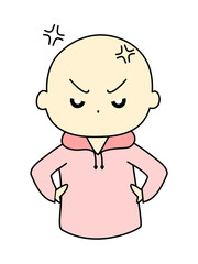 怒っている表情　赤色