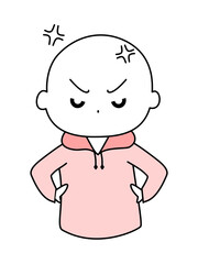 怒っている表情　赤色