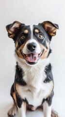 Obraz premium Cute happy dog sitting and posing on white background, German Shepherd dog