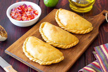 Baked empanadas. Latin American cuisine. Recipe. Fast food.