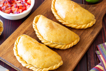 Baked empanadas. Latin American cuisine. Recipe. Fast food.