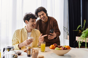 Celebrating love and joy in a stylish apartment filled with togetherness