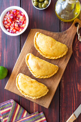 Baked empanadas. Latin American cuisine. Recipe. Fast food.