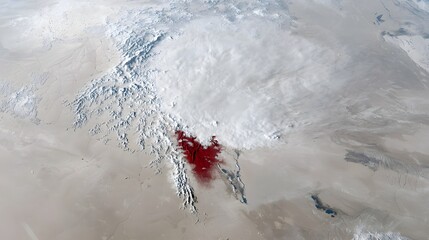 radar satellite image showing widespread crustal deformation and surface rupture following a powerful seismic event in a remote arid landscape